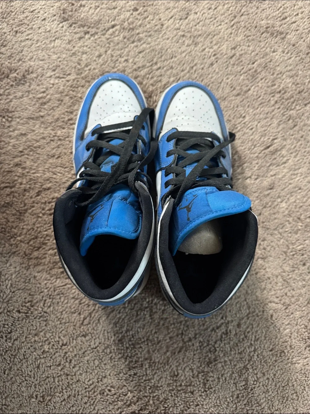 Nike Kids High-Top Sneakers in Blue, White, and Black